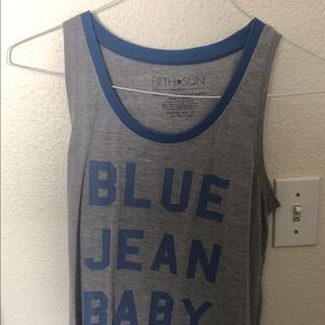 blue and grey muscle tank